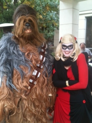 Chewbacca and Harley Quinn cosplayers at NTX Comic Book Show